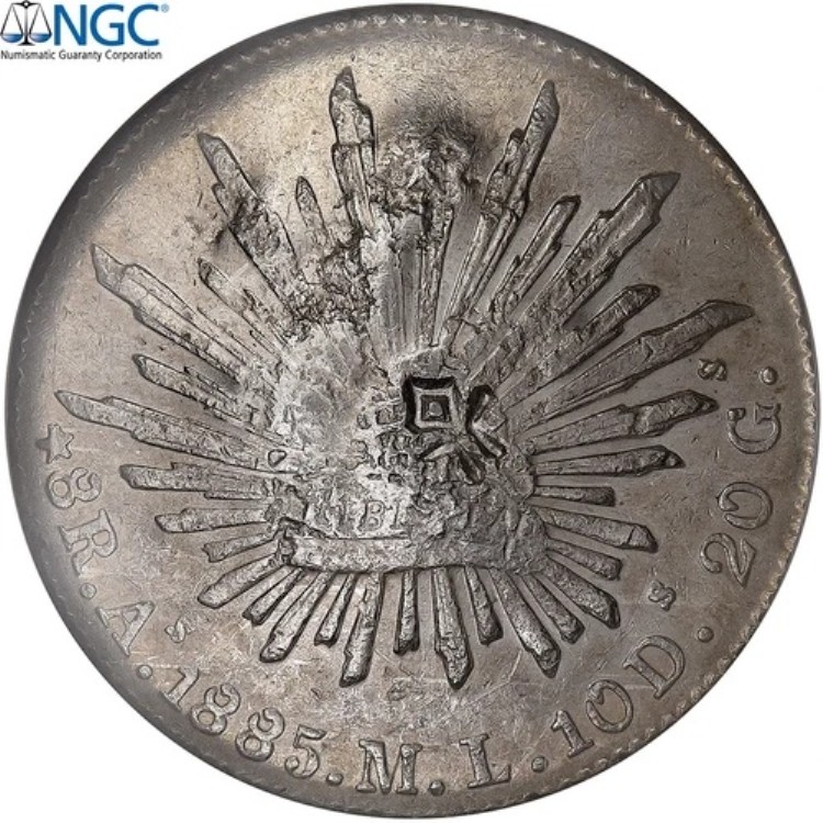 [#1507150] メキシコ、8レアル、1885年、アラモス、シルバー、NGC、チョップマーク