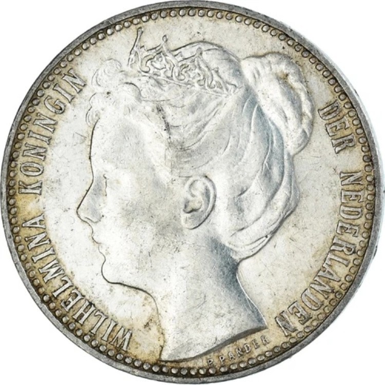 [#374298] コイン、オランダ、ウィルヘルミナ1世、グルデン、1901年、EF、銀、KM:122.1 186,450円
