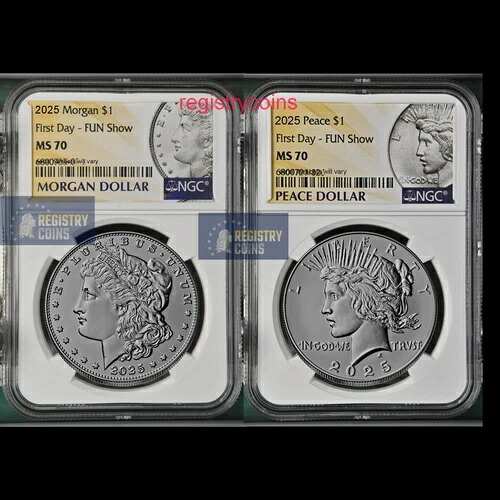 2025年 モルガン・ピース シルバーダラーセット NGC MS70 発行初日ファンショー プレセール%