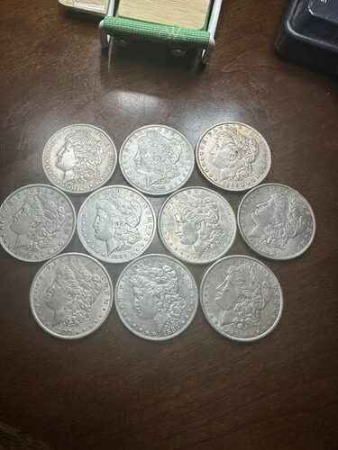 モルガン銀貨10枚セット 1880-1904年 ? VF-AU混合 ? 90% Ag