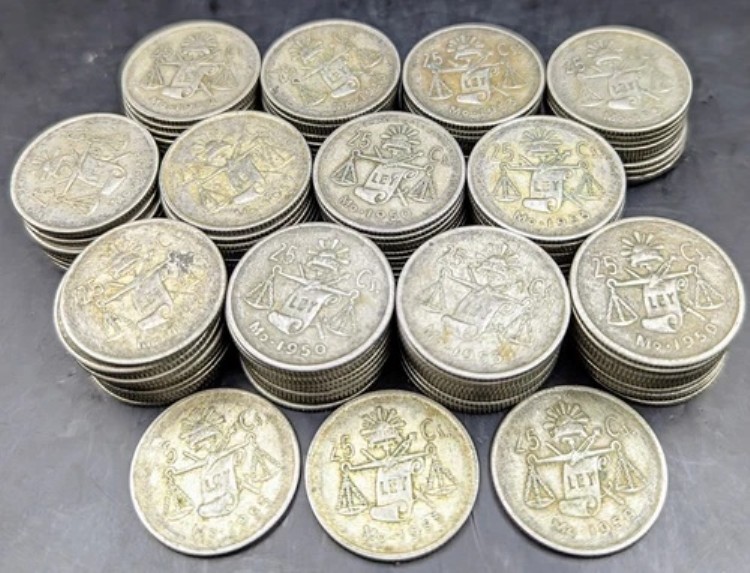 123 枚の .300 銀貨 25 センターボ メキシコ! 1950-1953 年。