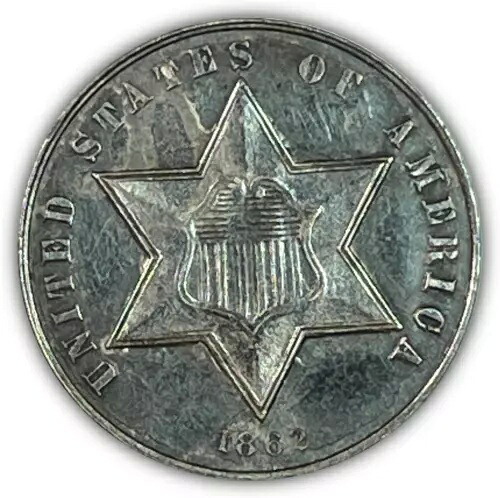 1862年 3セント銀トリム未流通UNCコイン #19380