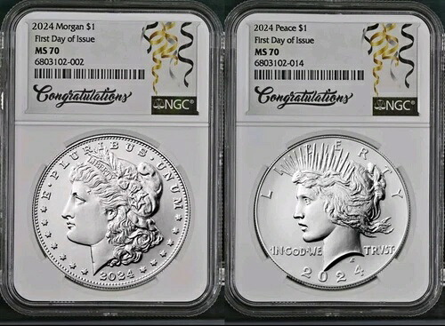 2024年 モルガン＆ピース シルバードル 未流通 NGC MS70 初日発行 FDI %