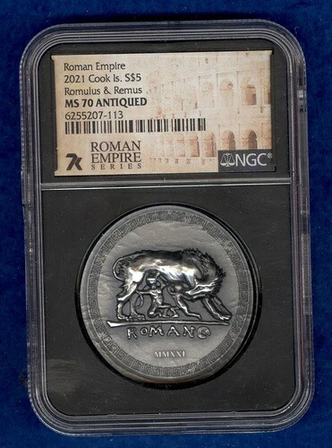 2021年 クック諸島 ローマ帝国シリーズ ロムルスとレムス コイン NGC MS70 アンティーク