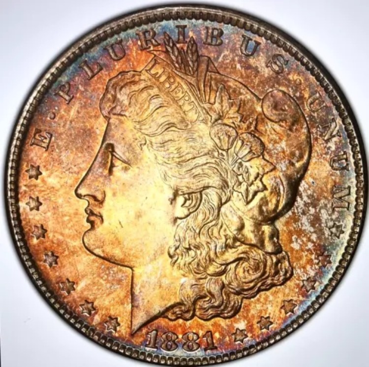 1881年 S トーン モーガン $ PCGS MS 65+????優れた宝石+鮮やかなトーン????動画