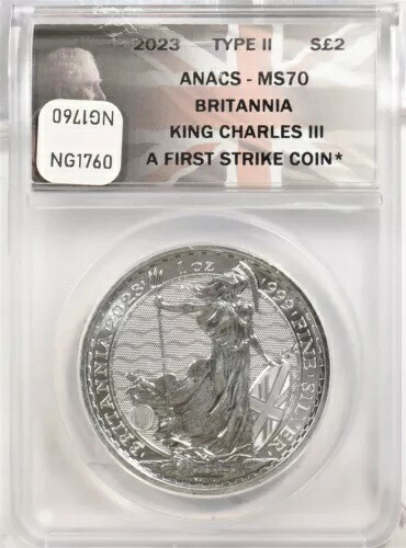 2023年 シルバーラウンド2ポンド ブリタニア キングチャールズ ファーストリリース ANACS MS70 NG1760｜WORLD RESOURCE【KING店】