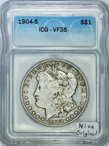 1904-S モルガン・ダラー ICG VF-35; 美しいオリジナル