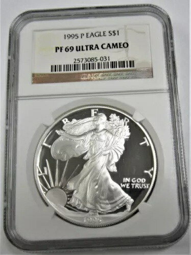 1995-P アメリカン シルバー イーグル $1 NGC PF 69 プルーフ カメオ ?322?V71???
