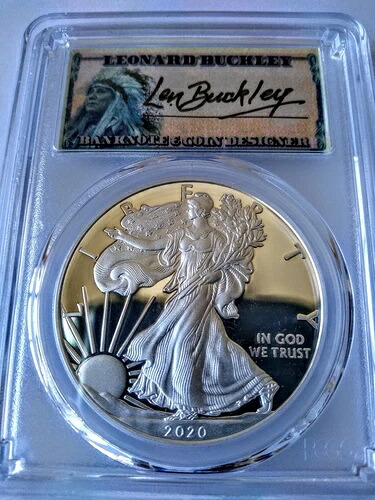 2020年 W $1 プルーフ シルバーイーグル 祝 PCGS PR70DCAM FDOI レナード・バックリー