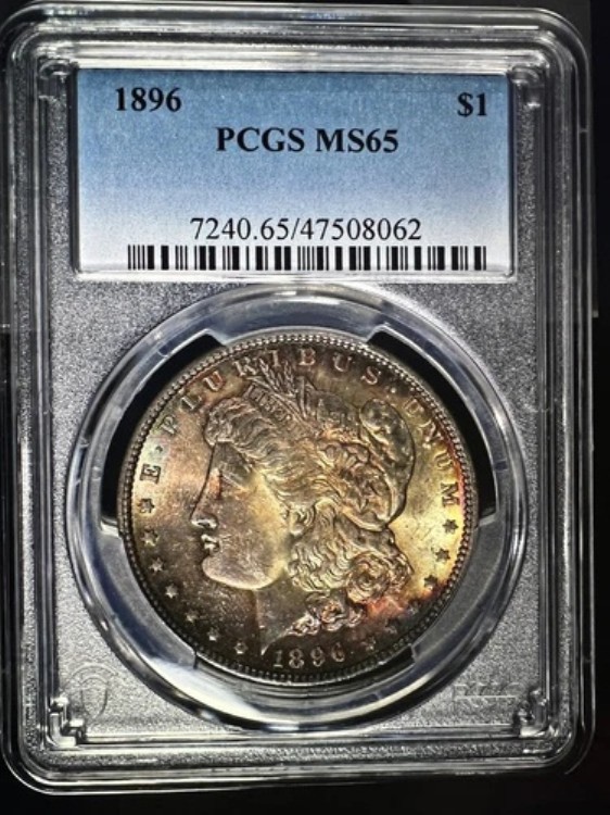 1896年 P トーン モーガン $ PCGS MS 65????両面トーンの素晴らしい???? ビデオ