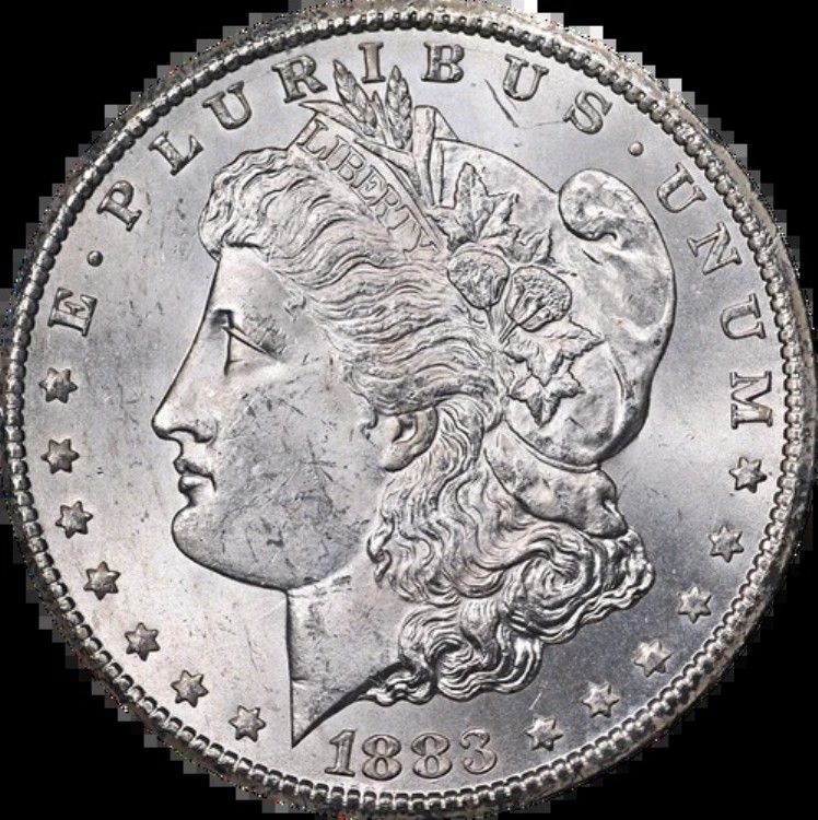 1883-CC GSA モルガン銀貨 NGC MS62 ブラストホワイトストロングストライク
