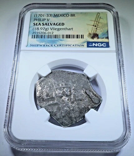 NGC フリーゲントハート難破船 1701-1733 メキシコ 8レアル 純正スペインドル硬貨