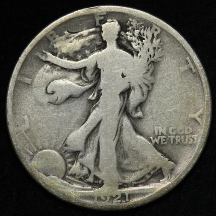 1921-D ウォーキング・リバティ・シルバー・ハーフドル VG+ E206 SNNQ
