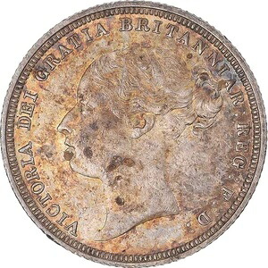 [#343418] コイン、イギリス、ビクトリア州、6ペンス、1881年、ロンドン、MS、銀、KM:7