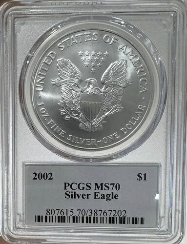 2002年 アメリカン シルバー イーグル PCGS MS-70 トーマス・クリーブランド サイン入り｜WORLD RESOURCE【KING店】