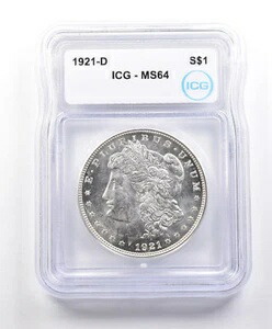 1921-D モルガン銀貨 MS64 ICG *3297|WORLD RESOURCE【KING店】