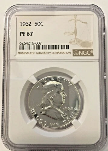 1962年 50セント銀貨 プルーフ フランクリン ハーフダラー NGC PF 67｜WORLD RESOURCE【KING店】