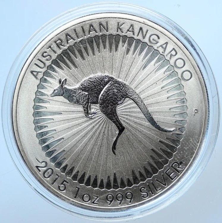 2015年 オーストラリア 英国 エリザベス2世 カンガルー PRF シルバー 1オンス ドルコイン i107804