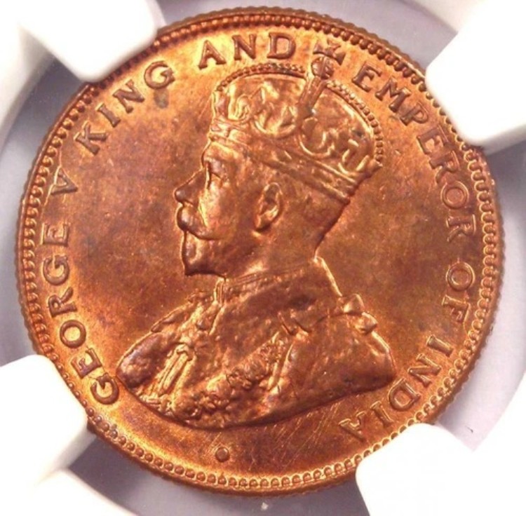 1916 年 海峡植民地ジョージ 5 世 ハーフ セント 1/2C コイン - NGC MS65 RB (Gem BU)!|WORLD RESOURCE【KING店】