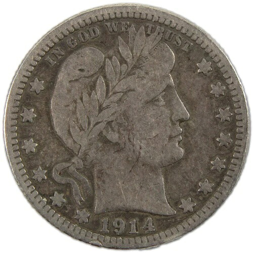 1914年 S バーバー クォーター F 純銀 25セントコイン SKU:I10588|WORLD RESOURCE【KING店】