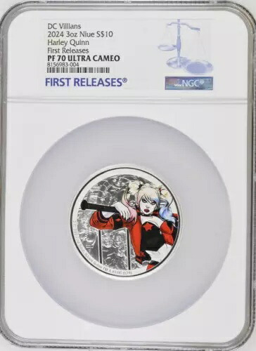 2024年 ニウエ ハーレイ・クイン DC ヴィランズ 3オンス シルバーコイン 10ドル NGC 70 FR｜WORLD RESOURCE【KING店】
