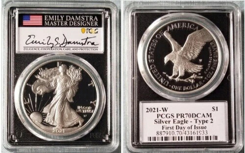 2021 W $1 プルーフ シルバー イーグル タイプ2 PCGS PR70 DCAM 発行初日 ダムストラ｜WORLD RESOURCE【KING店】