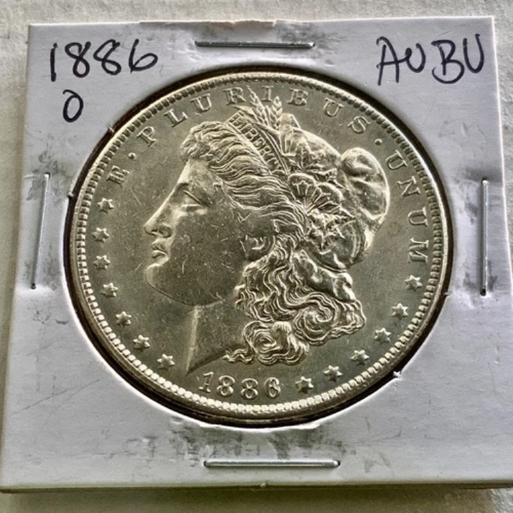 1886年 O モルガン銀貨（未流通品）。日付は不明。