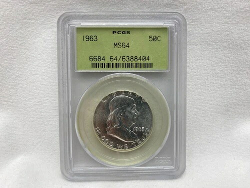 1963年～フランクリンシルバー50セントPCGS MS64コイン#204