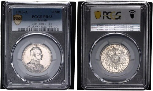プロイセン 2マルク 1913 J.111 統治25周年記念 PCGS PR63 - PP 118414