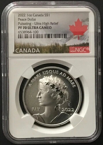 2022 カナダ 1オンス シルバー 脈動平和ドル NGC PF70 プルーフ 超高浮き彫り!｜WORLD RESOURCE【KING店】