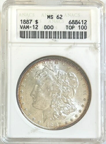 1887年 1ドル モルガン銀貨 VAM 12 DDO TOP 100 ANACS MS 62｜WORLD RESOURCE【KING店】