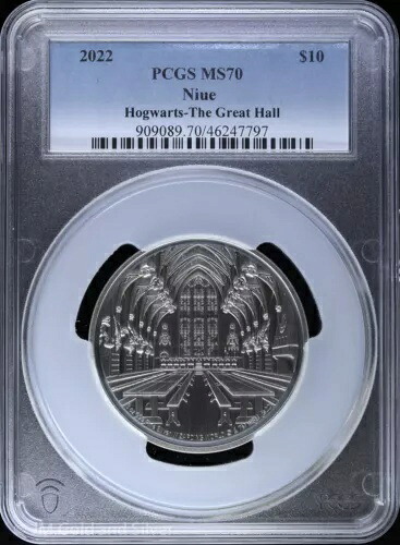 2022年 10ドル ニウエ 3オンス シルバー ホグワーツ大広間 PCGS MS 70 | ハリー・ポッター｜WORLD RESOURCE【KING店】