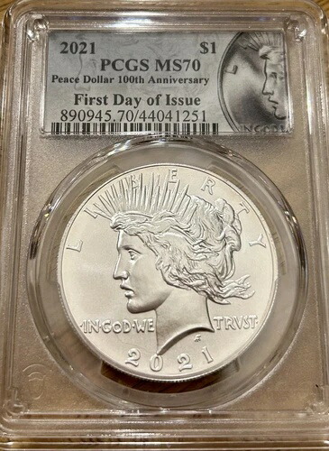 2021-P 1ドル 100周年記念ピースシルバーダラー PCGS MS 70 | FDOI 初日 162,800円