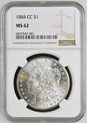 1884年CCモルガン銀貨NGC MS-62