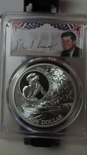 2017 JFK ソロモン諸島 PCGS MS 70 1オンス 999 シルバー ケネディ署名ラベル