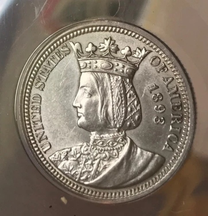 1893年 イザベラ記念銀貨 AU58 ANACS コロンビアン博覧会