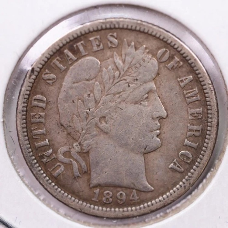 1894-O バーバー シルバー ダイム、V.F+.、ストア セール #19234