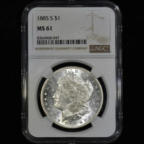 1885-S モーガン シルバー ドル ? NGC MS-61 ? 1 ドル 未流通 UNC コイン 047 ?信頼済み?