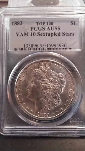 1883-P モーガン $ * VAM 10 6連星 PCGS AU55 *