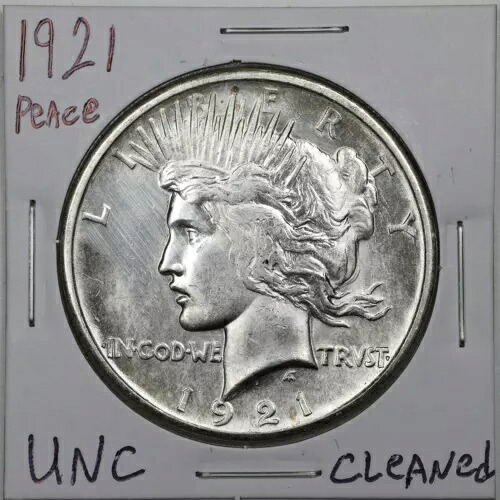 1921年 1ドル高浮き彫り平和銀貨(クリーニング済み、細部まで未確認)#05874