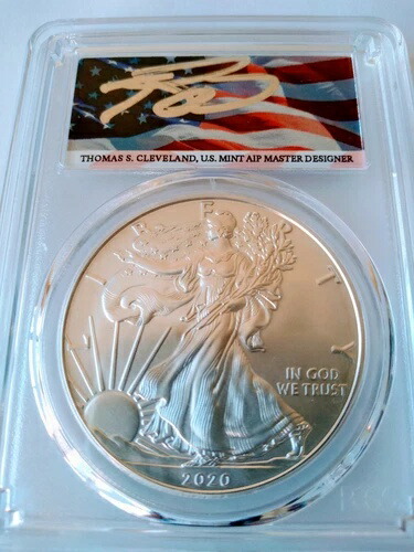 2020-P 1ドル シルバーイーグル 緊急発行 PCGS MS70 クリーブランド旗 人口 (100)