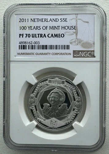 NGC PF70 オランダ 2011年 ミントハウス100周年記念 銀貨 5ユーロ