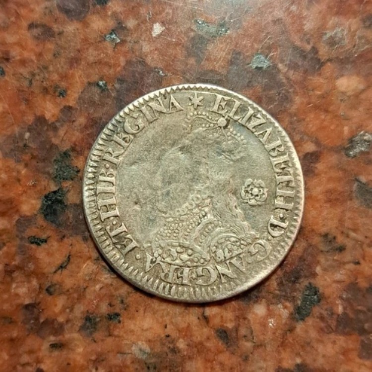 希少!! 1562年 イングランド 6ペンス硬貨 .925 シルバー 大型胸像、スモールローズ - #B5969
