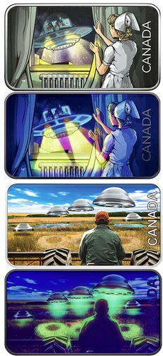 2023年と2024年のUFO未解明現象1オンス.9999銀貨2枚カナダ