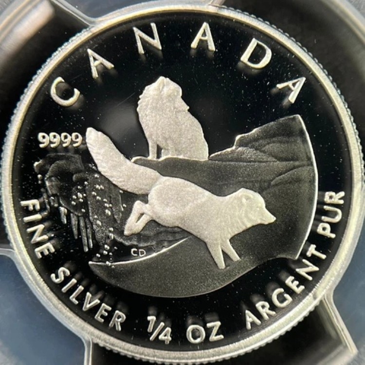 カナダ 2004年 3ドル 銀貨 - PCGS PR70 - トップポップ ?? ホッキョクギツネ、犬、キツネ