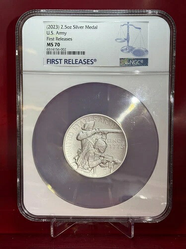 2023年 - 2.5オンス アメリカ陸軍銀メダル - NGC MS 70 - 初リリース
