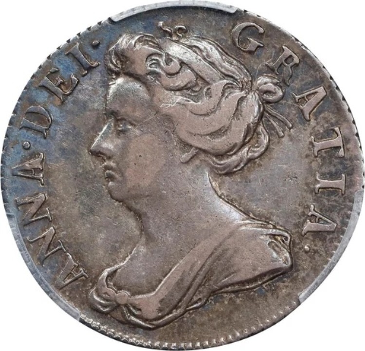 1705年 イギリス アン女王 6ペンス ロンドン造幣局 KM-516.5 PCGS XF-45