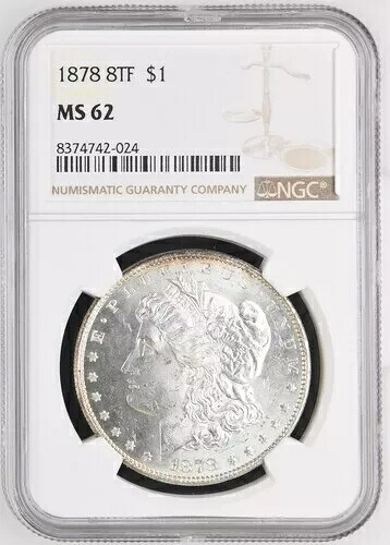 1878年 8TF $1 モルガン銀貨 NGC MS 62 145,200円