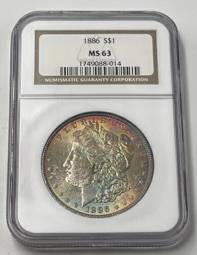 1886 NGC MS63 ?? トーン加工 ?? モルガン シルバー ドル