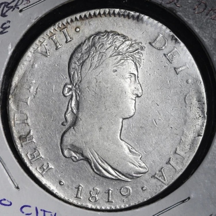 1819年 MO JJ OBV メキシコ ダブルシルバー 8レアル フェルディナンド7世 ニートコイン！ VF E750